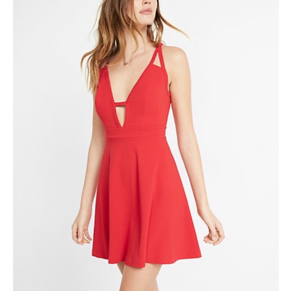Express red a-line skater dress